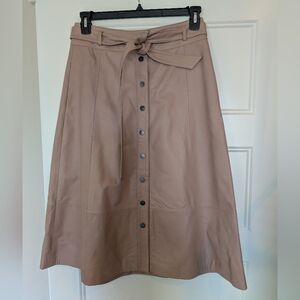 Halogen A-Line Skirt with Button Detail in Tan